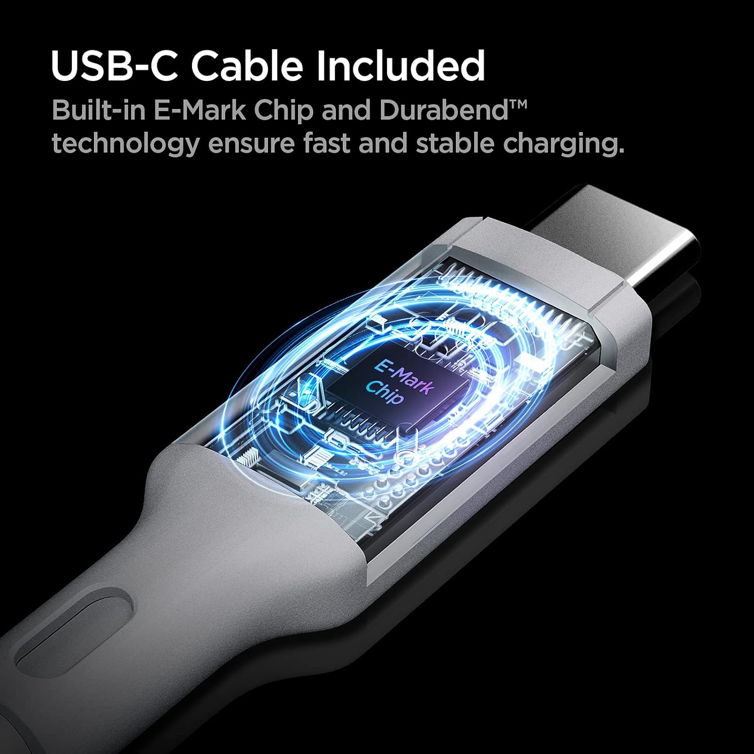 Spigen 45W USB-C Hızlı Şarj Aleti + Örgü Şarj Kablo Samsung PPS 2.0 / Isı Düşürücü GaN Akım Korumalı PD 3.0 Protokol Güç Adaptörü Super Hızlı Şarj iPhone & Android & iPad & MacBook Type-C - ACH02589