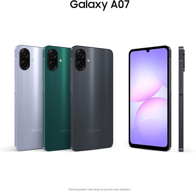 Samsung Galaxy A07 LTE, Android Akıllı Telefon, 4GB RAM, 128GB Hafıza, Siyah, Büyük Ekran, 6 nm işlemcisiyle (Samsung Türkiye Garantili)