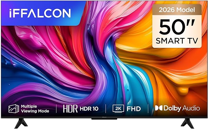 iFFALCON 50S55A 50 İnç QLED Smart TV FHD HDR 10 Gaming Android TV, Dolby Audio, Oyun Modu, İnce Tasarımlı Çoklu Göz Koruma (2026 Model)
