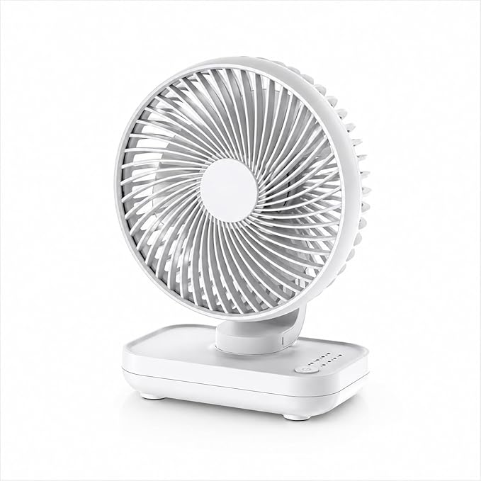 ROBEVE YK Şarjlı Masaüstü Vantilatör USB Type-C – 4 Kademeli Hız, Sessiz Çalışma, Taşınabilir Mini Fan, Uzun Batarya, 90° Ayarlanabilir Başlık, Ofis Ev Kullanım Fan Vantilatör [Enerji Sınıfı A+++]