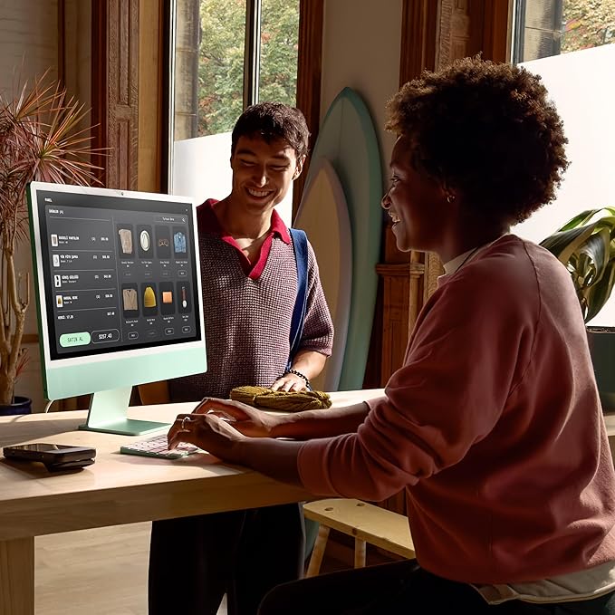 Apple M4 çipli iMac Hepsi-Bir-Arada Masaüstü Bilgisayar: 8 çekirdekli CPU, 8 çekirdekli GPU, 24 inç Retina Ekran, 16 GB Birleşik Bellek, 256 GB SSD Depolama, Uyumlu Aksesuarlar. Yeşil