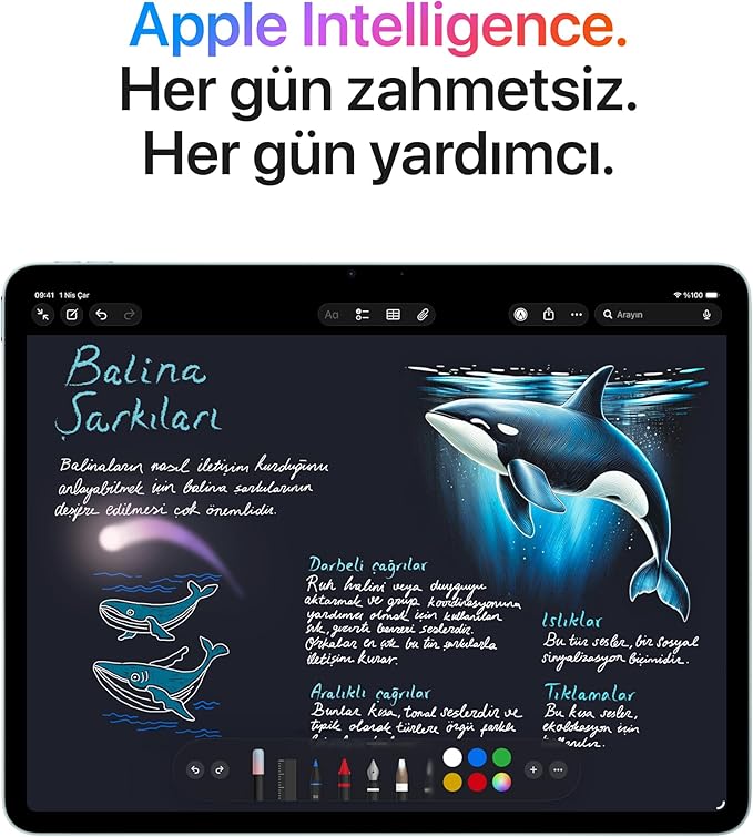 Apple iPad Air 11 inç (M4): Liquid Retina Ekran, 128 GB, 12 MP Ön/Arka Kamera, Apple N1 ile Wi-Fi 7 — Uzay Grisi
