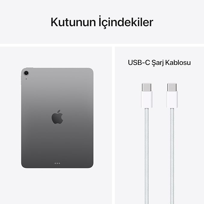 Apple iPad Air 11 inç (M4): Liquid Retina Ekran, 128 GB, 12 MP Ön/Arka Kamera, Apple N1 ile Wi-Fi 7 — Uzay Grisi