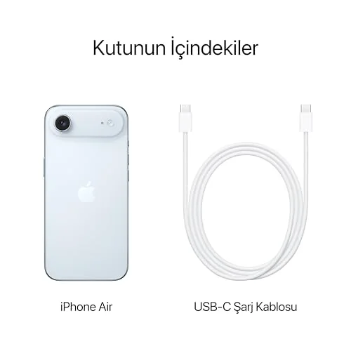 Apple iPhone Air 256 GB: Şimdiye Kadarki En İnce iPhone, 120 Hz’e kadar ProMotion teknolojisine sahip 6.5 inç ekran, Güçlü A19 Pro Çip, Center Stage Özellikli Ön Kamera; Gök Mavisi