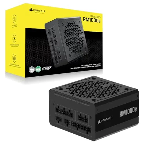 CORSAIR RM1000e (2025) 12V-2x6 Kablolu Tam Modüler Düşük Gürültülü ATX Güç Kaynağı - ATX 3.1 ve PCIe 5.1 Uyumlu, Cybenetics Gold Verimliliği, 105 ° C Nominal Kapasitörler, Modern Bekleme Modu - Siyah