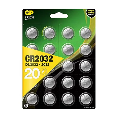 GP CR2032 3v Lithium Knopfzellen, 20 Stück Li-Mn Knopfbatterien CR 2032 - 3 Volt im 20-er Pack, Batterien einzeln entnehmbar (GP Batteries Markenprodukt)