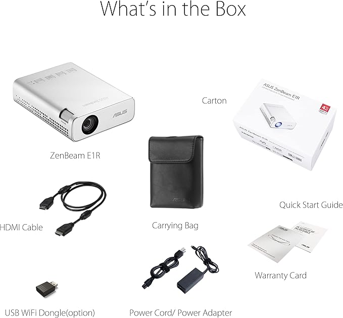 Asus 200LÜMEN Zenebam E1R 854X480 Taşınabilir Bataryalı LED Projeksiyon