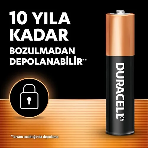 Duracell Duracell Basic AAA Alkalin Ince Kalem Pil (10'Lu Paket) – 1,5V – Daha Uzun Ömürlü – Günlük Cihazlar Için Güvenilir Güç – Plastik Içermeyen Ambalaj - Mn2400
