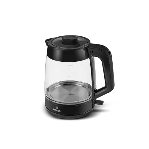 Emsan Emsan Glass Tea XL 2 in 1 Cam Çay Makinesi ve Kettle Shiny Black