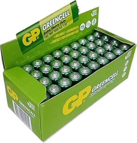GP Batteries GP Batteries GP15G Greencell R6P/1215/AA Kalem Pil, 1.5 Volt, 40'lı Kutu, Yeşil/Sarı/Beyaz