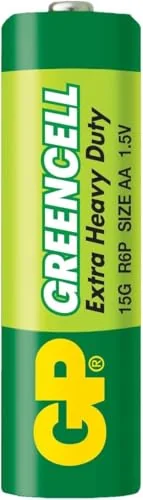 GP Batteries GP Batteries GP15G Greencell R6P/1215/AA Kalem Pil, 1.5 Volt, 40'lı Kutu, Yeşil/Sarı/Beyaz