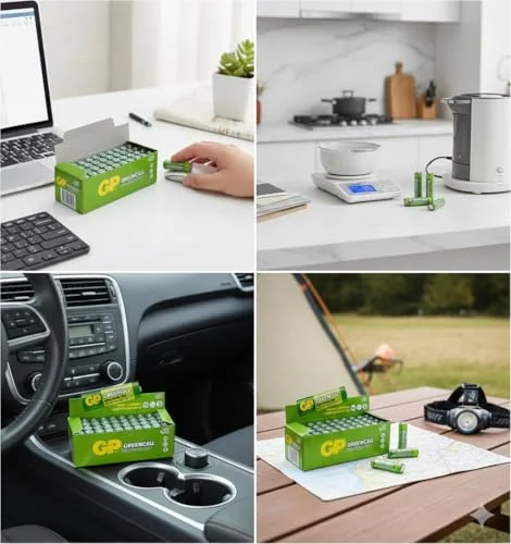 GP Batteries GP Batteries GP15G Greencell R6P/1215/AA Kalem Pil, 1.5 Volt, 40'lı Kutu, Yeşil/Sarı/Beyaz