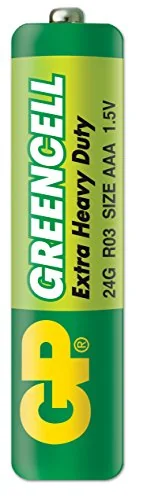 GP Batteries GP Batteries GP24G Greencell R03/1212/AAA İnce Pil, 1.5 Volt, 40'lı Kutu, Yeşil/Sarı/Beyaz