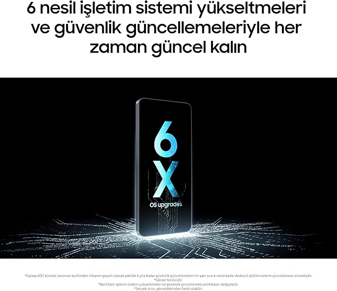 Samsung Galaxy A07 LTE, Android Akıllı Telefon, 4GB RAM, 128GB Hafıza, Siyah, Büyük Ekran, 6 nm işlemcisiyle (Samsung Türkiye Garantili)