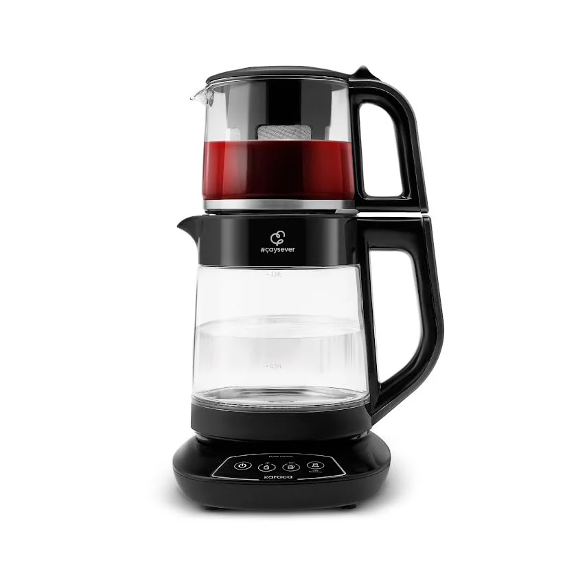 Karaca KARACA Çaysever 3 in 1 Konuşan Cam Çay Makinesi Su Isıtıcı ve Mama Suyu Hazırlama 1700W Black