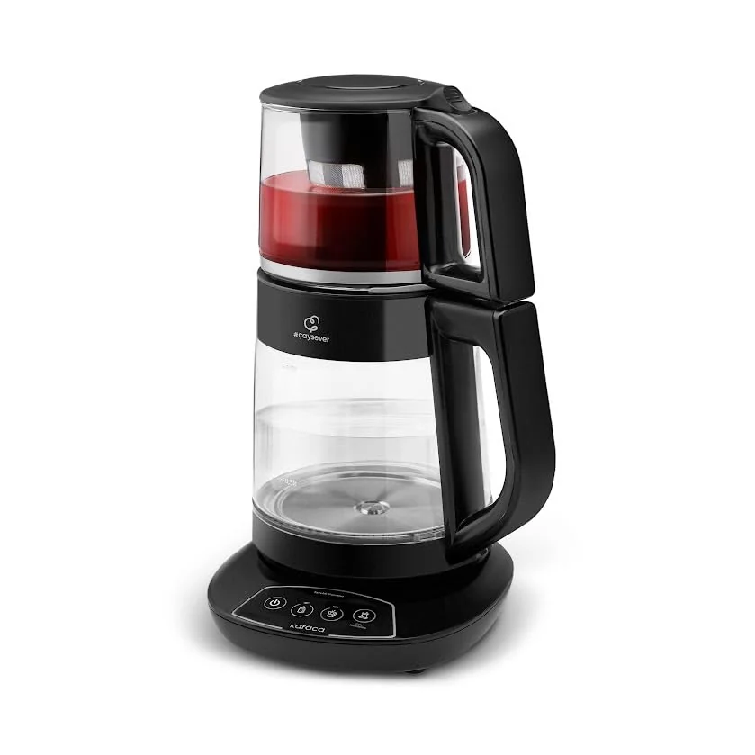 Karaca KARACA Çaysever 3 in 1 Konuşan Cam Çay Makinesi Su Isıtıcı ve Mama Suyu Hazırlama 1700W Black