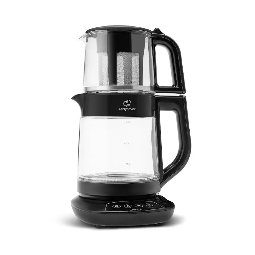 Karaca KARACA Çaysever 3 in 1 Konuşan Cam Çay Makinesi Su Isıtıcı ve Mama Suyu Hazırlama 1700W Black