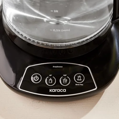 Karaca KARACA Çaysever 3 in 1 Konuşan Cam Çay Makinesi Su Isıtıcı ve Mama Suyu Hazırlama 1700W Black