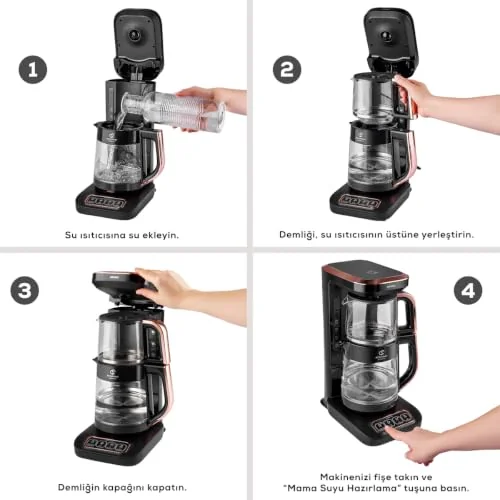 Karaca KARACA ÇAYSEVER ROBOTEA PRO QUARTZ 4 IN 1 BLACK CHROME