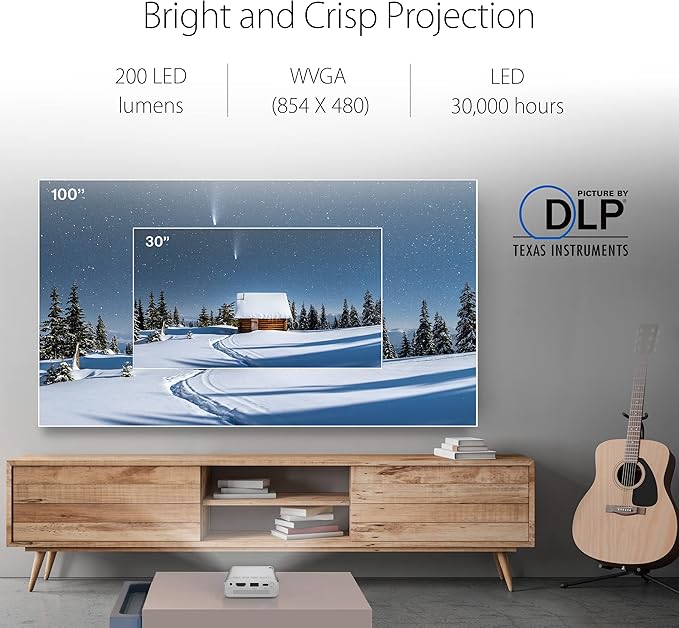Asus 200LÜMEN Zenebam E1R 854X480 Taşınabilir Bataryalı LED Projeksiyon