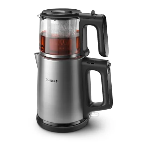 Philips Otomatik Sıcak Tutma, 0.9L Cam Demlik, 1900W Güç, Paslanmaz Çelik Demlik, 1.8L Geniş Kapasiteli Dayanıklı Inox Taban (HD7350/00)
