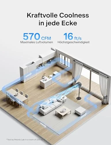 PELONIS Pelonis Uzaktan Kumandalı Vantilatör, 36dB Sessiz Çalışma, Hız Ayarı, 60-111cm Ayarlanabilir Yükseklik, Dikey ve Yatay Eksende Salınım, 35 Watt