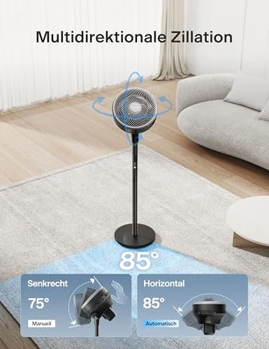 PELONIS Pelonis Uzaktan Kumandalı Vantilatör, 36dB Sessiz Çalışma, Hız Ayarı, 60-111cm Ayarlanabilir Yükseklik, Dikey ve Yatay Eksende Salınım, 35 Watt