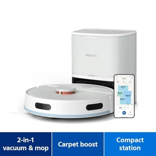 Philips Philips 2000 Serisi Islak Kuru Moplu İstasyonlu Robot Süpürge, HomeRun Uygulaması, LDS Radar Navigasyon, Beyaz, XU2100/20