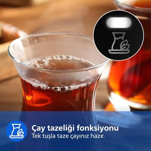 Philips Philips 5000 Serisi Çay Makinesi - Otomatik Sıcak Tutma, 2,2L Ekstra Geniş Kapasite, 0,9L Cam Demlik, 1900W Güç (HD7360/00)
