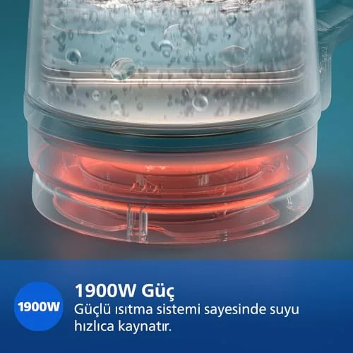 Philips Philips 5000 Serisi Çay Makinesi - Otomatik Sıcak Tutma, 2,2L Ekstra Geniş Kapasite, 0,9L Cam Demlik, 1900W Güç (HD7360/00)
