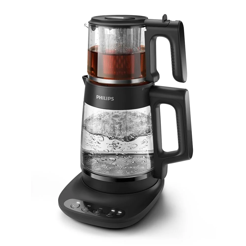 Philips Philips 5000 Serisi Çay Makinesi - Otomatik Sıcak Tutma, 2,2L Ekstra Geniş Kapasite, 0,9L Cam Demlik, 1900W Güç (HD7360/00)