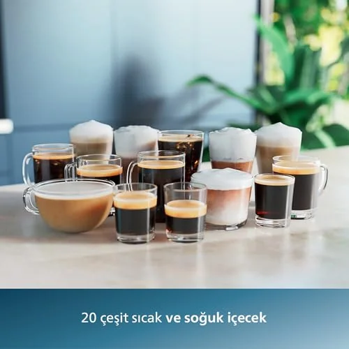 Philips Philips 5500 Serisi LatteGo Tam Otomatik Espresso Makinesi 20 Sıcak ve Soğuk İçecek, Renkli Dokunmatik Ekran, Beyaz Krom Renk, QuickStart, SilentBrew Teknolojisi (EP5543/90)