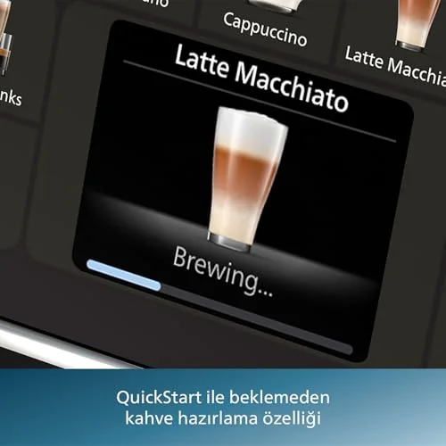 Philips Philips 5500 Serisi LatteGo Tam Otomatik Espresso Makinesi 20 Sıcak ve Soğuk İçecek, Renkli Dokunmatik Ekran, Beyaz Krom Renk, QuickStart, SilentBrew Teknolojisi (EP5543/90)