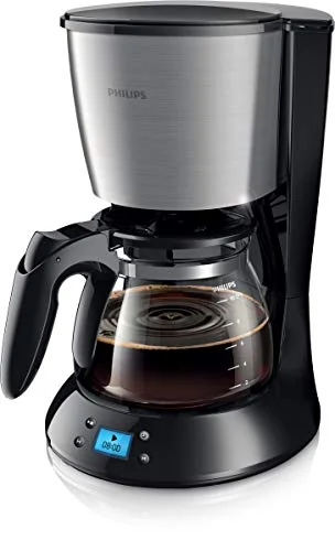 Philips Philips Filtre Kahve Makinesi, 1,2 Lt Kapasite, Otomatik Kapanma, Cam Demlikli, Kolay Doldurma, Zamanlayıcı, Siyah ve Metal, HD7459/20