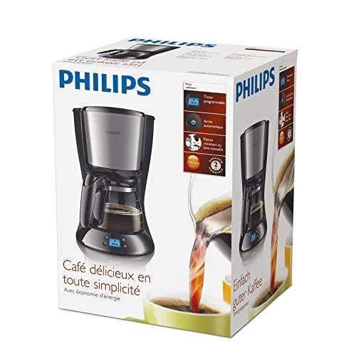 Philips Philips Filtre Kahve Makinesi, 1,2 Lt Kapasite, Otomatik Kapanma, Cam Demlikli, Kolay Doldurma, Zamanlayıcı, Siyah ve Metal, HD7459/20