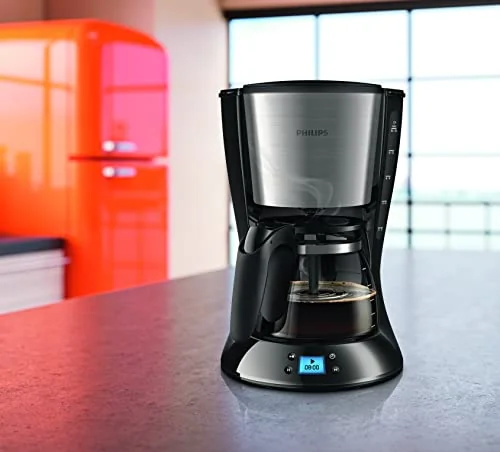 Philips Philips Filtre Kahve Makinesi, 1,2 Lt Kapasite, Otomatik Kapanma, Cam Demlikli, Kolay Doldurma, Zamanlayıcı, Siyah ve Metal, HD7459/20