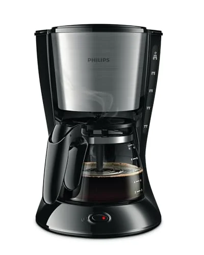 Philips Philips Filtre Kahve Makinesi, 1,2 Lt Kapasite, Otomatik Kapanma, Cam Demlikli, Siyah ve Metal, HD7462/20