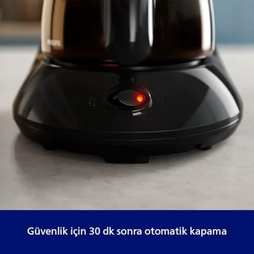 Philips Philips Filtre Kahve Makinesi, 1,2 Lt Kapasite, Otomatik Kapanma, Cam Demlikli, Siyah ve Metal, HD7462/20