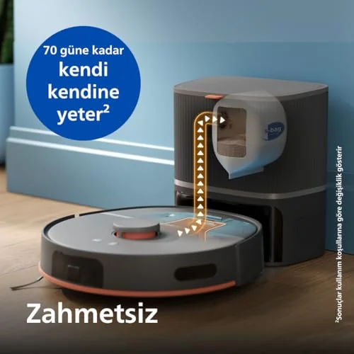 Philips Philips HomeRun 5000 Serisi Robot Elektrikli Süpürge, Çift Döner Mop, Süpürme ve Paspas, 10.000Pa Emiş Gücü, Lazer Çizgi Navigasyon, HomeRun Uygulaması, Açık Gri (XU5100/10)
