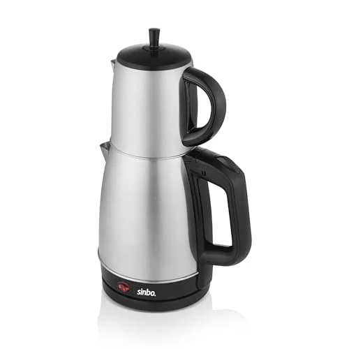 Sinbo Sinbo STM-5845 Çelik Elektrikli Çay Makinesi Inox Çaycı 2-in-1 Demlik Su Isıtıcı 1600W Otomatik Kapama