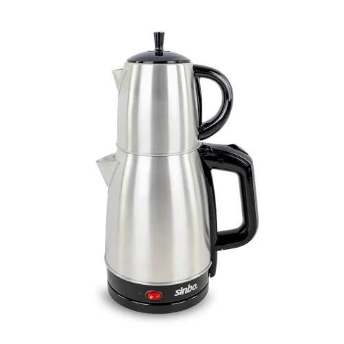 Sinbo Sinbo STM-5845 Çelik Elektrikli Çay Makinesi Inox Çaycı 2-in-1 Demlik Su Isıtıcı 1600W Otomatik Kapama