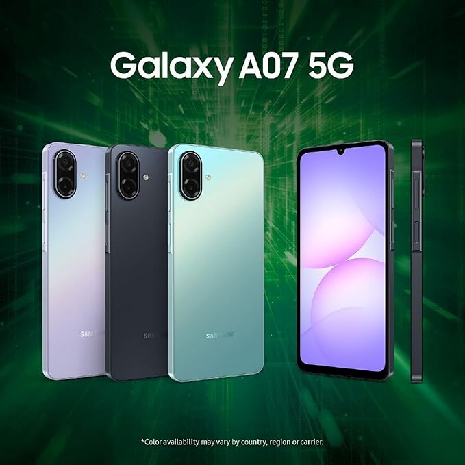 Samsung Galaxy A07 5G (Siyah, 4GB RAM, 128GB Depolama) | 6,7 inç HD+ 120Hz Ekran | MediaTek Dimensity 6300 | 50MP + 2MP Arka Kamera | 6000 mAh Pil