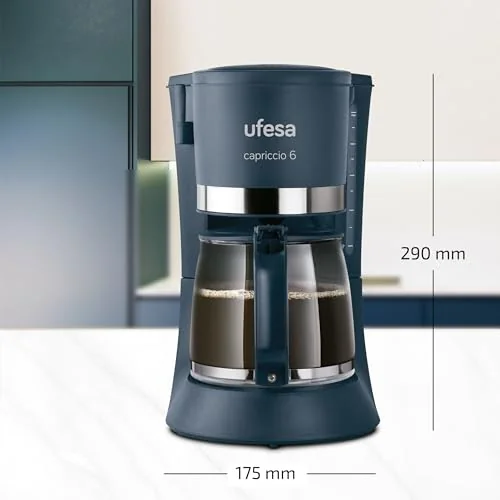 Ufesa Ufesa Filtre Kahve Makinesi CG7114 Capriccio, 6 Fincan, 600 W, 0.6 L, Kalıcı Filtre, Damlama Durdurma, Otomatik Kapanma, Siyah