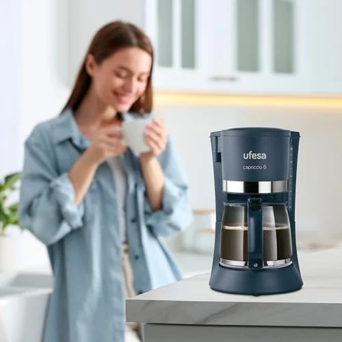 Ufesa Ufesa Filtre Kahve Makinesi CG7114 Capriccio, 6 Fincan, 600 W, 0.6 L, Kalıcı Filtre, Damlama Durdurma, Otomatik Kapanma, Siyah