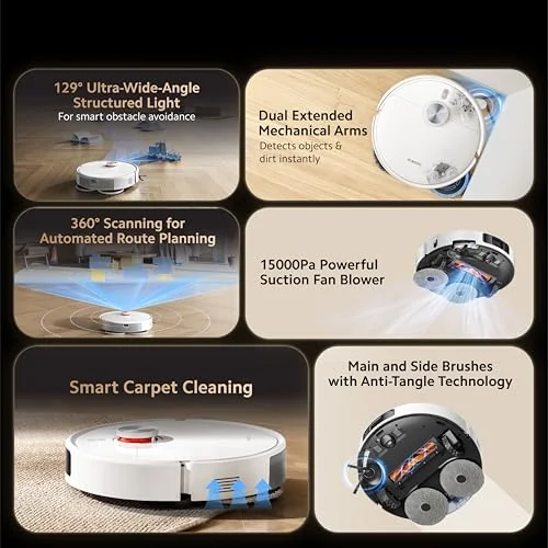 Xiaomi XIAOMI Vacuum S40 Pro, akıllı robot elektrikli süpürge ve paspas, kendinden esneyen yan fırçalar, 15000 Pa emiş gücü, sert zemin ve halı, uygulama üzerinden uzaktan kumanda